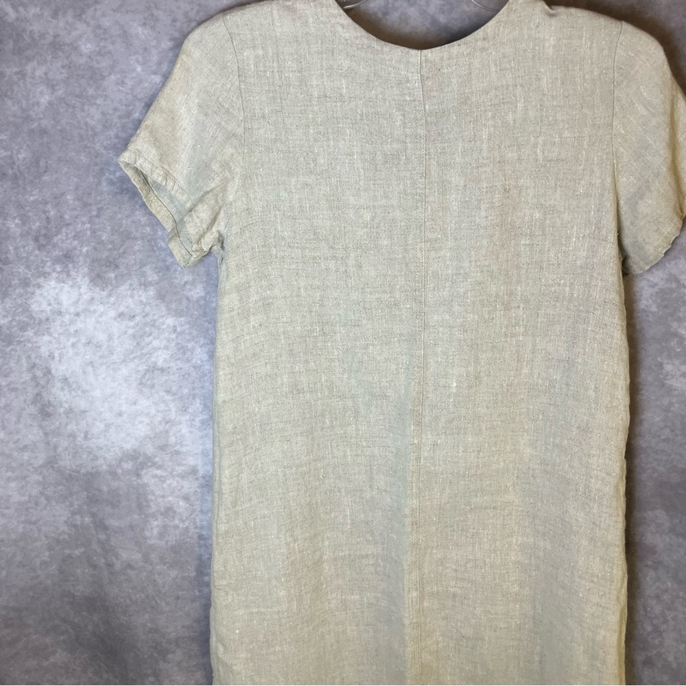 Sunbelt Beige Linen Shift Dress Summery Rustic Minimalist Medium Pockets - Picture 5 of 15